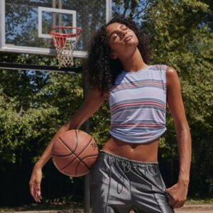 NWT FP Movement Free People Striped Muscle Tank Top XL Casual Sporty Athleisure